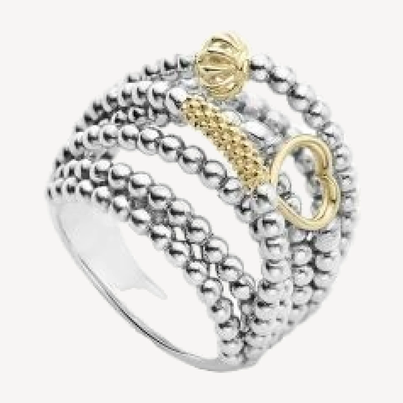 Lagos 18K Gold and Sterling Silver Domed Caviar Icon Multi Row Ring
