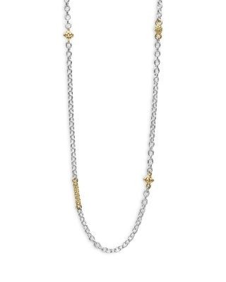 Lagos 18K Yellow Gold & Sterling Silver Caviar Chain Necklace, 16-18