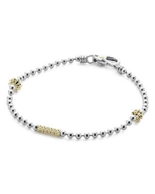 Lagos Sterling Silver & 18K Yellow Gold Caviar Icon Row Bracelet