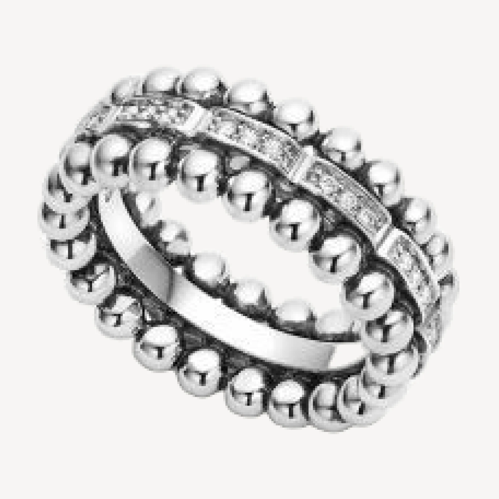 Lagos Sterling Silver Caviar Spark Diamond Band