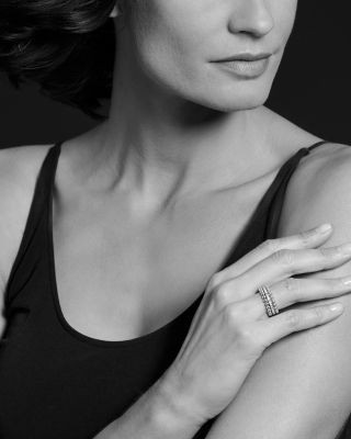Lagos Sterling Silver Caviar Spark Diamond Band