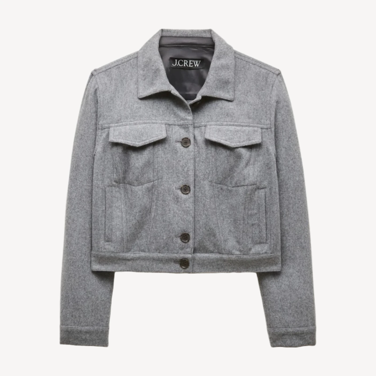 Cropped jacket in wool-blend flannel