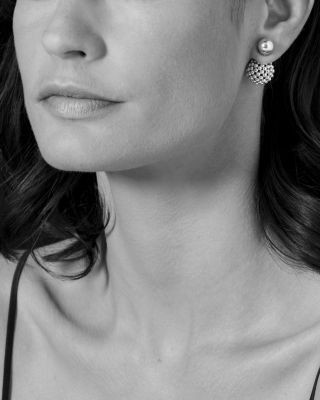 Lagos Sterling Silver Signature Caviar Bead Front-Back Stud Earrings