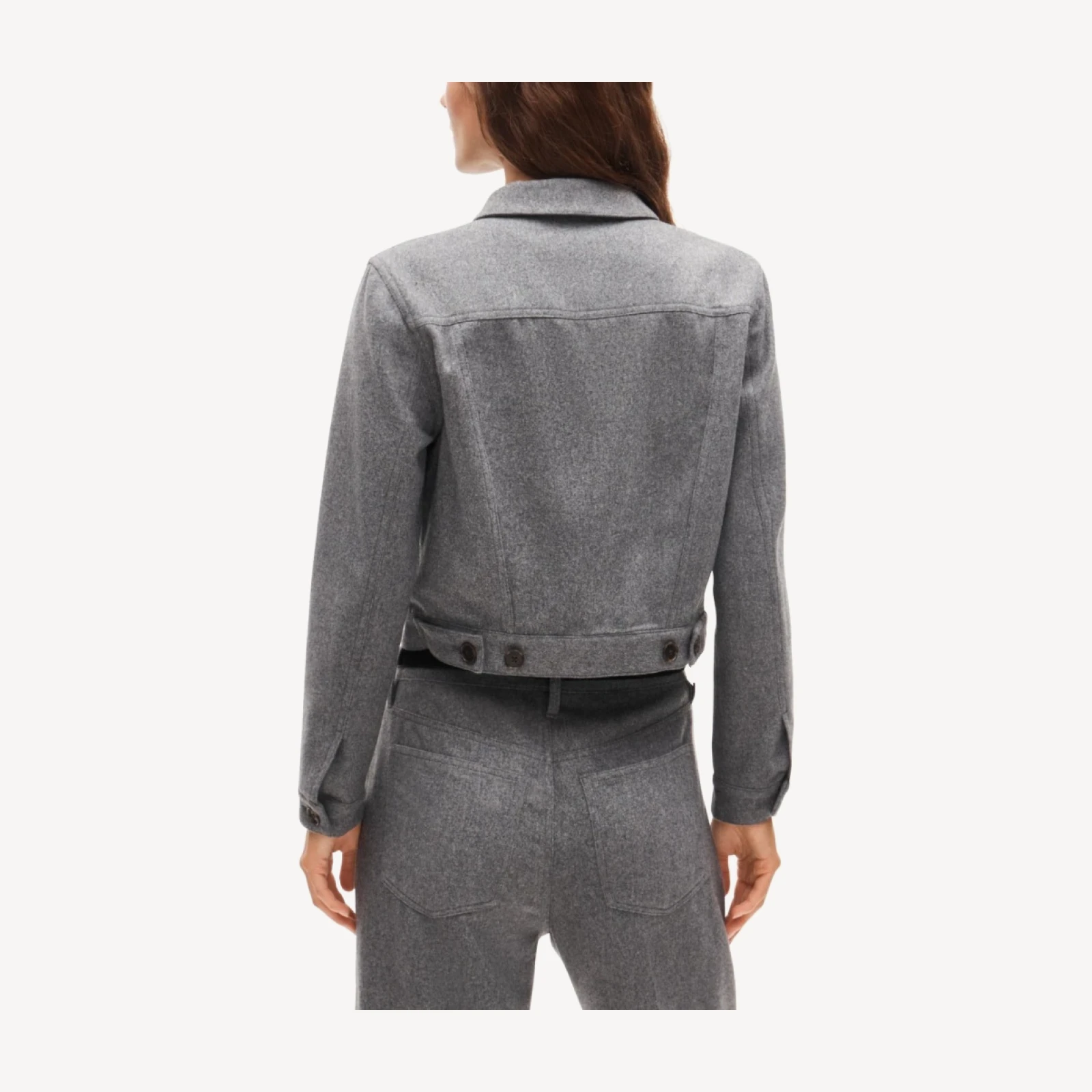 Cropped jacket in wool-blend flannel