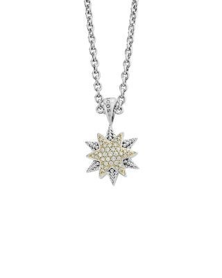 Lagos 18K Gold & Sterling Silver North Star Diamond Small Pendant Necklace, 16