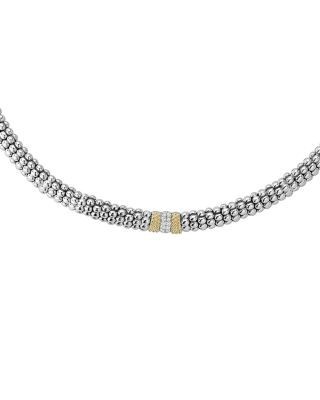Lagos 18K Gold and Sterling Silver Diamond Lux Necklace, 18