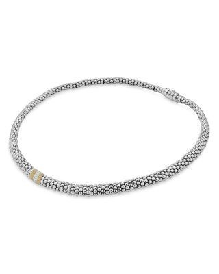 Lagos 18K Gold and Sterling Silver Diamond Lux Necklace, 18