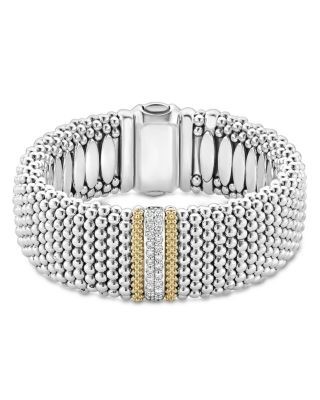 Lagos 18K Gold & Sterling Silver Diamond Lux Single Station Bracelet, 23mm