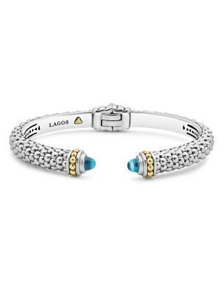 Lagos 18K Gold and Sterling Silver Rittenhouse Blue Topaz Cuff, 8mm