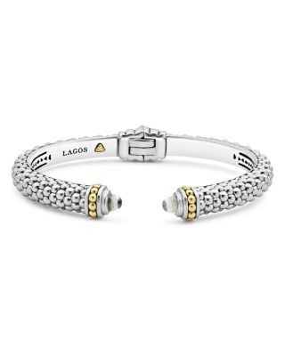 Lagos Sterling Silver & 18K Yellow Gold Rittenhouse Cuff Bracelet with White Topaz