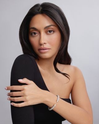 Lagos 18K Gold and Sterling Silver Caviar and Diamonds Cuff, 8mm