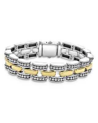 Lagos 18K Yellow Gold & Sterling Silver High Bar Link Bracelet