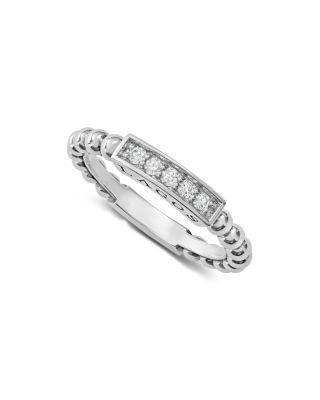 Lagos Sterling Silver Caviar Spark Diamond Stacking Ring