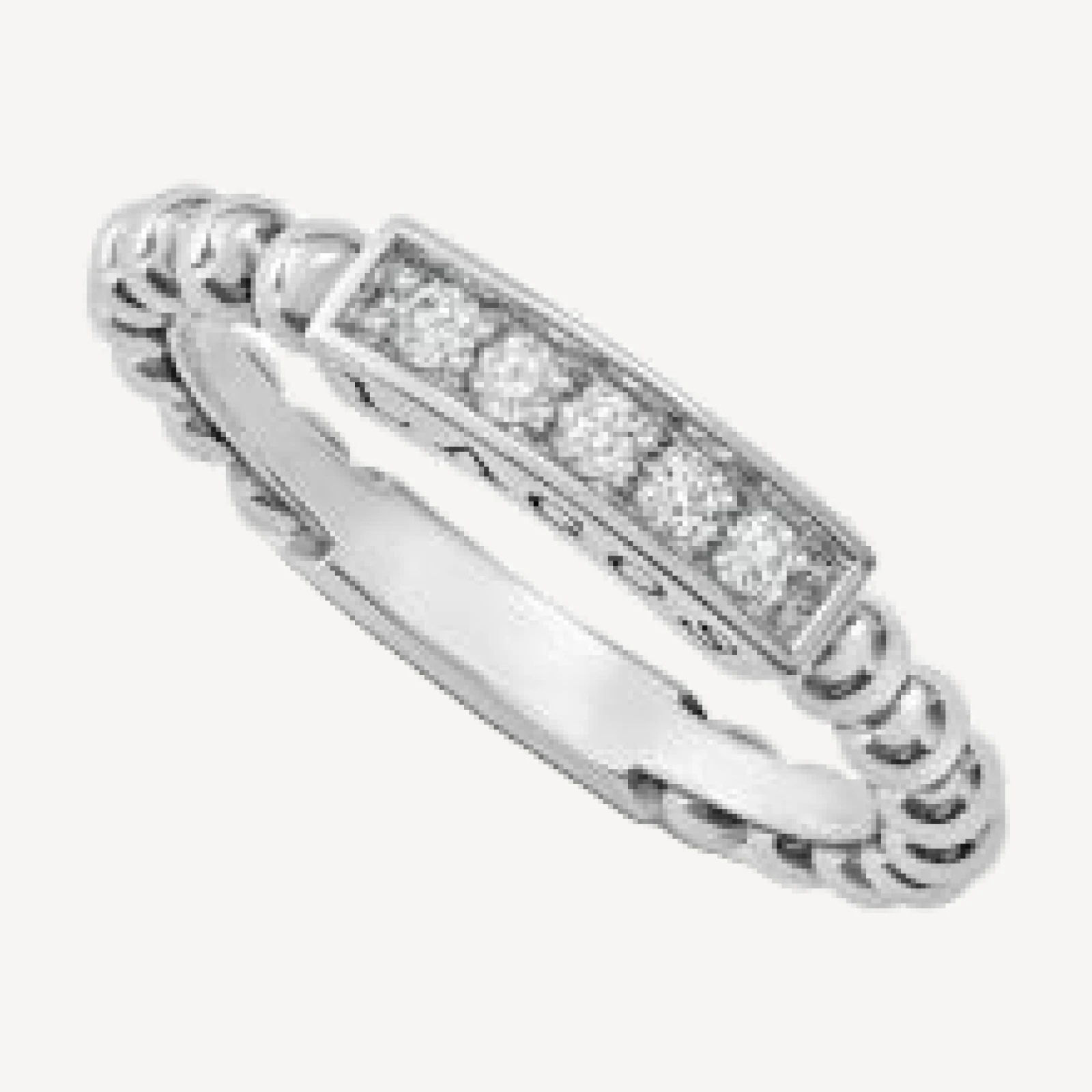 Lagos Sterling Silver Caviar Spark Diamond Stacking Ring