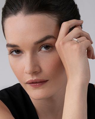 Lagos Sterling Silver Caviar Spark Diamond Stacking Ring