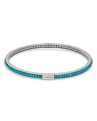 Lagos Sterling Silver Caviar Icon Turquoise Beaded Bangle Bracelet
