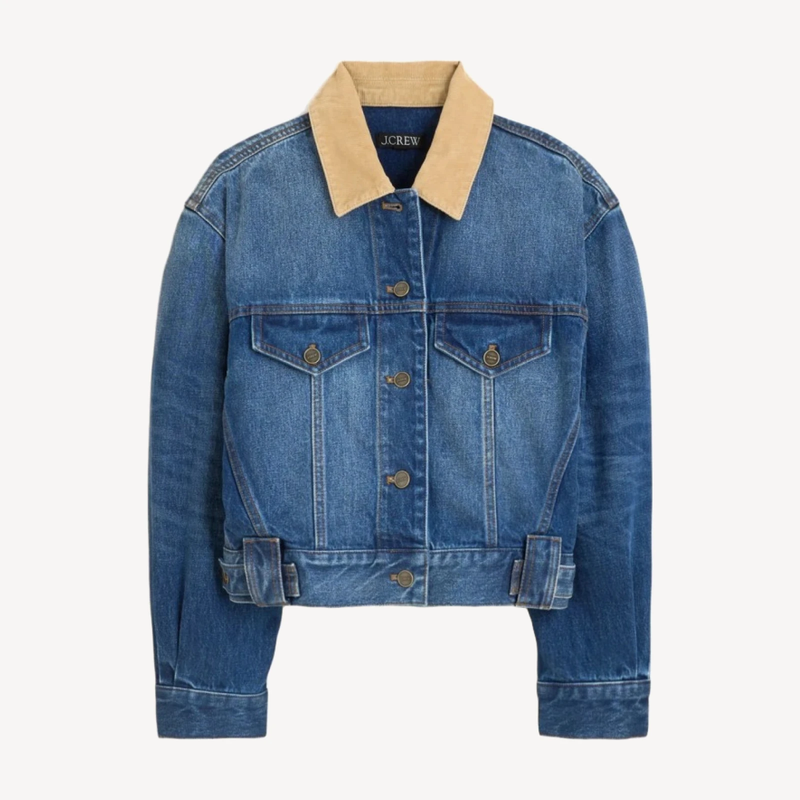 Oversized cropped trucker jacket in denim