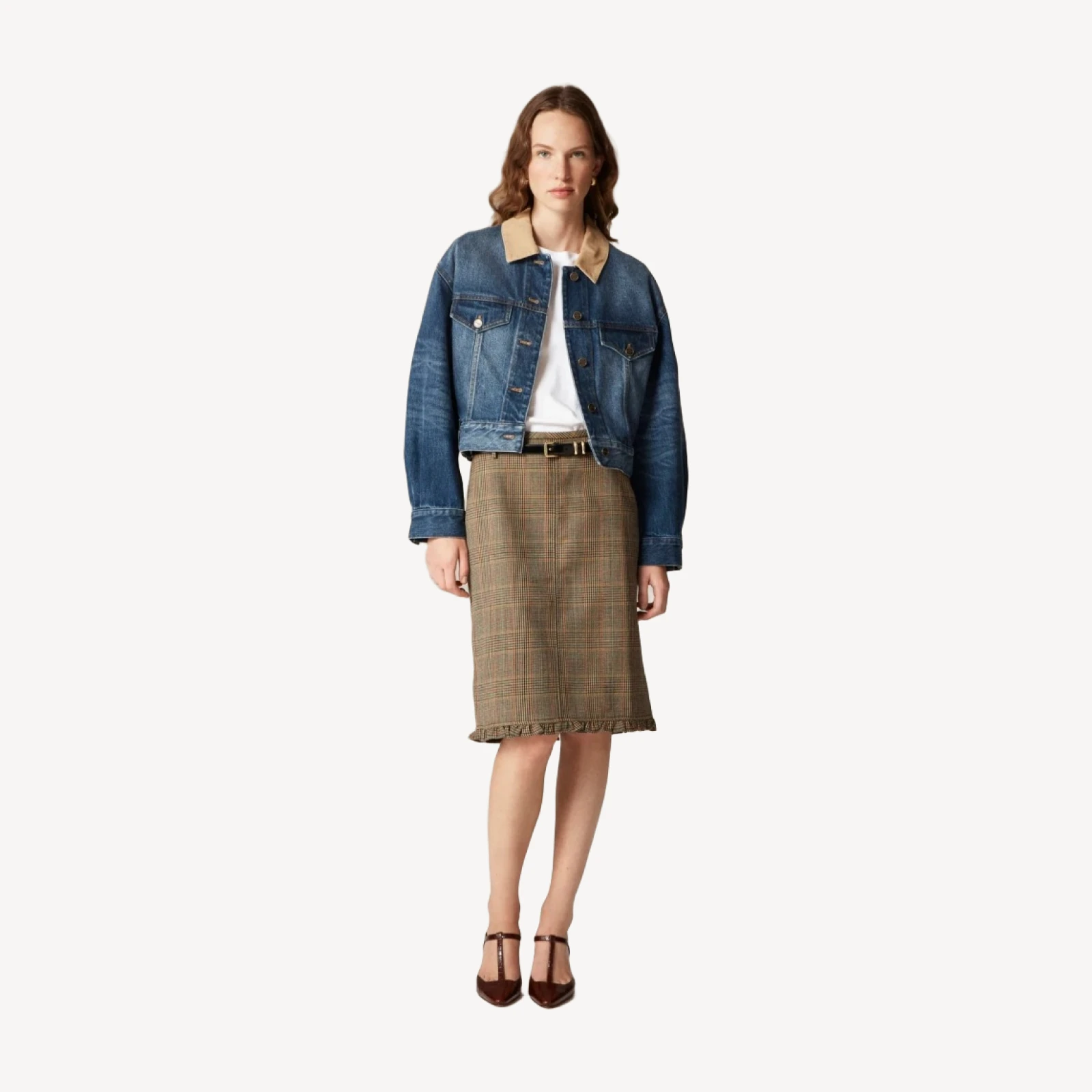 Oversized cropped trucker jacket in denim