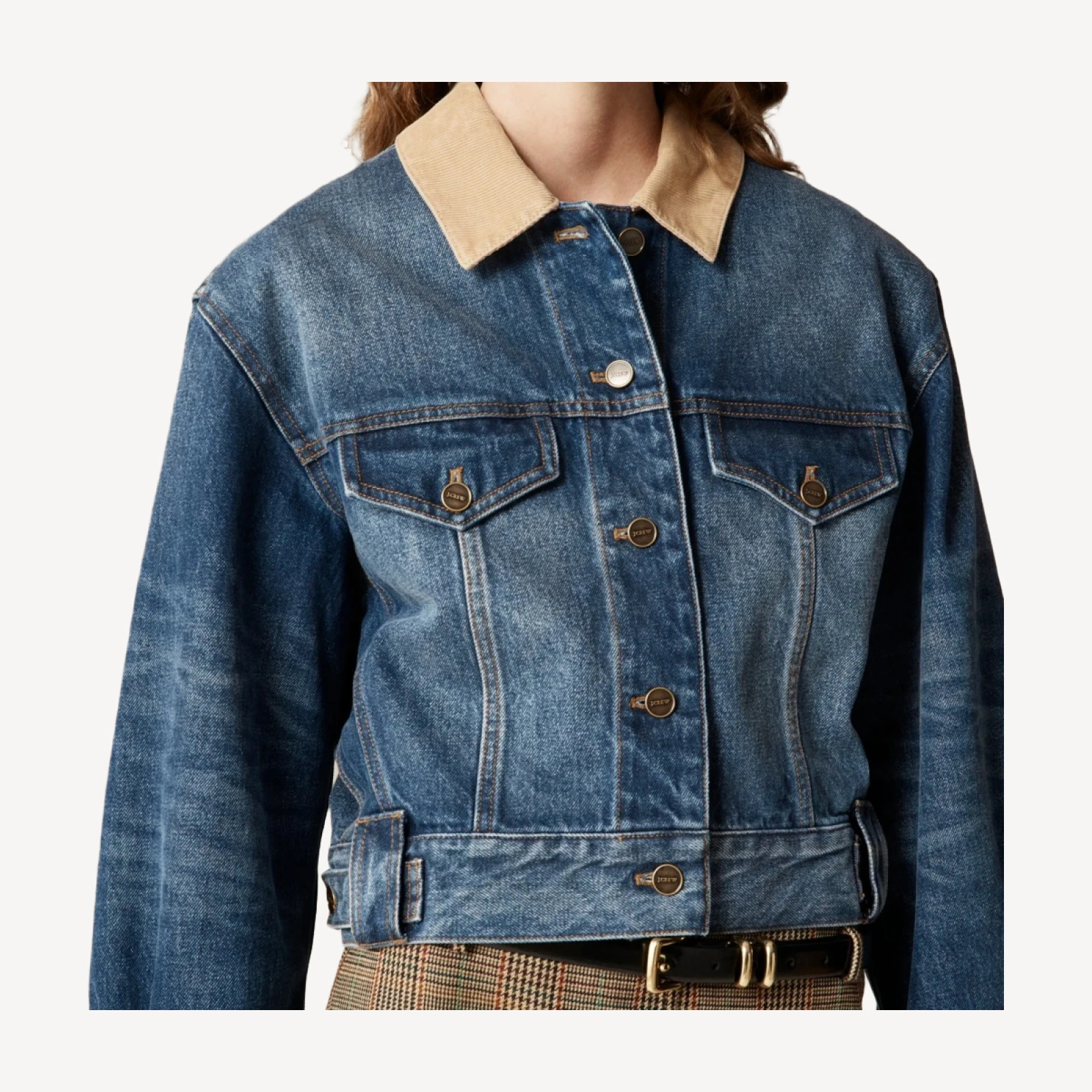 Oversized cropped trucker jacket in denim