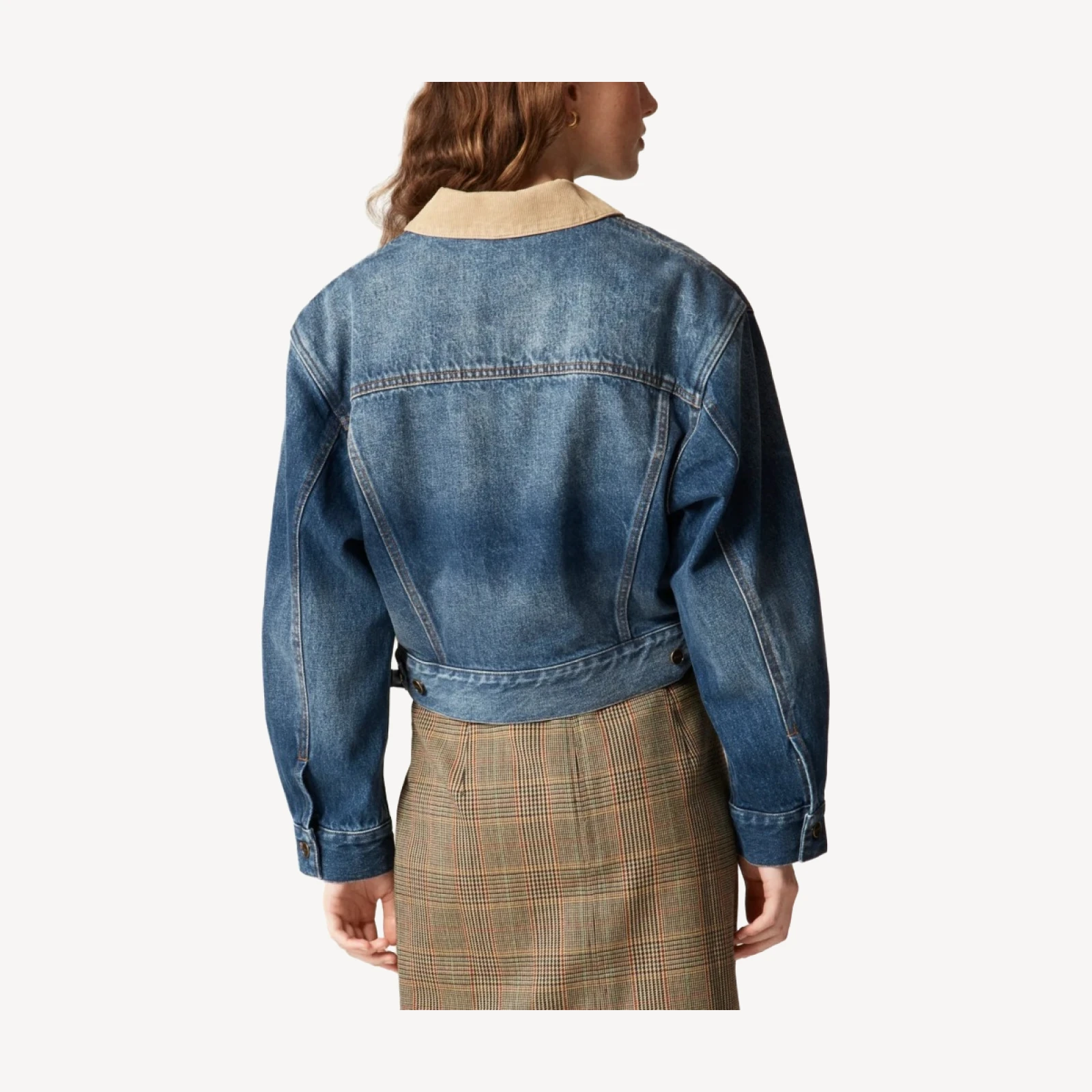 Oversized cropped trucker jacket in denim