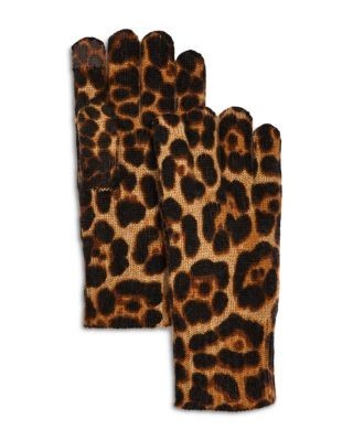 Amicale Cashmere Animal Print Tech Gloves Exclusive