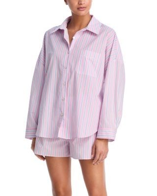 Aqua Striped Long Sleeve Short Pajama Set - Exclusive
