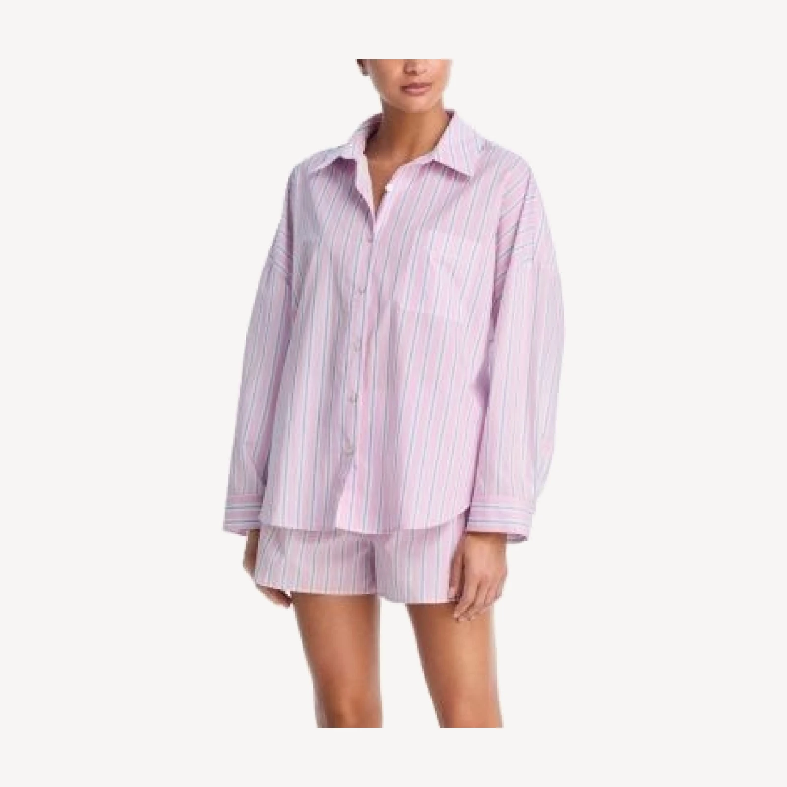 Aqua Striped Long Sleeve Short Pajama Set - Exclusive