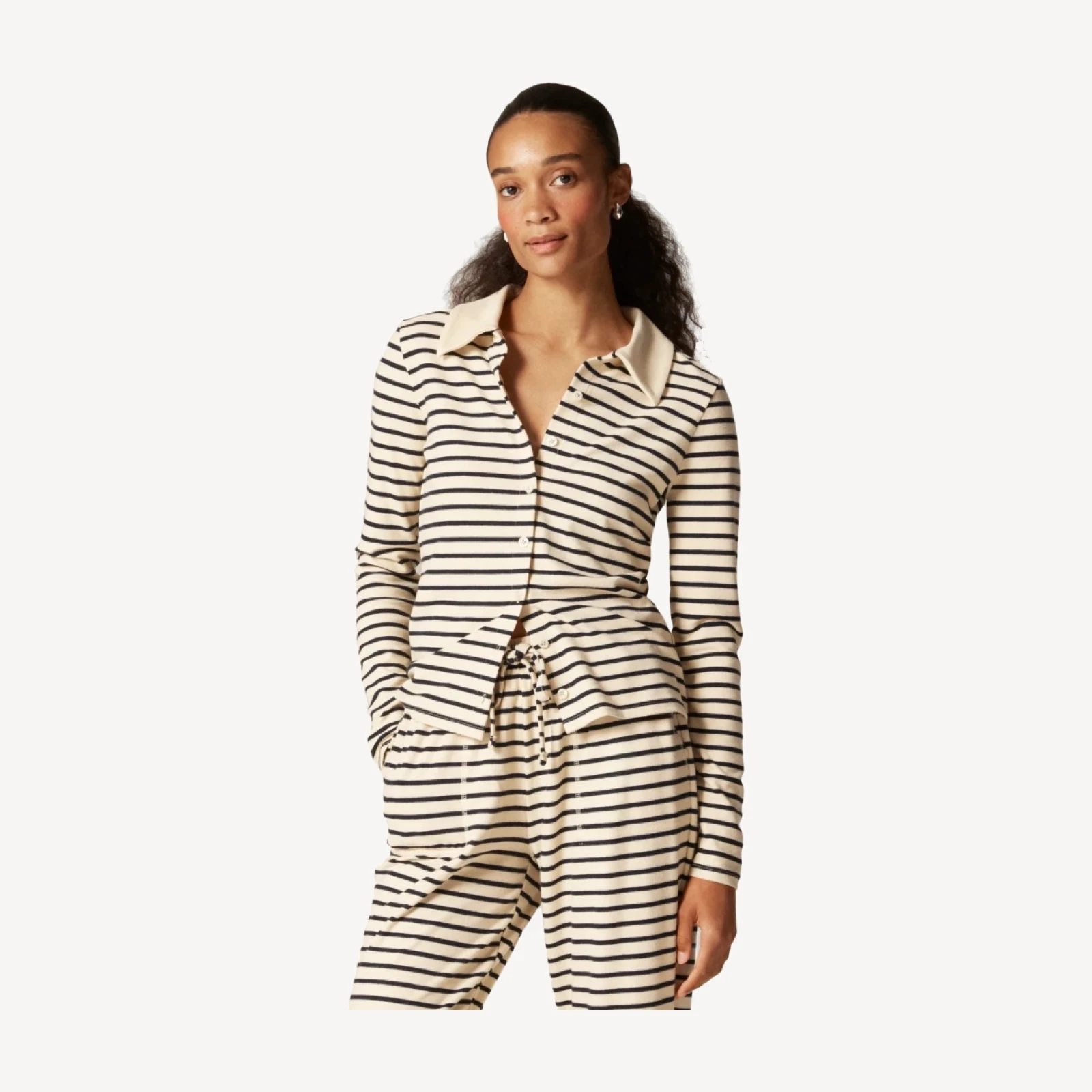 Soft rib cardigan top in stripe