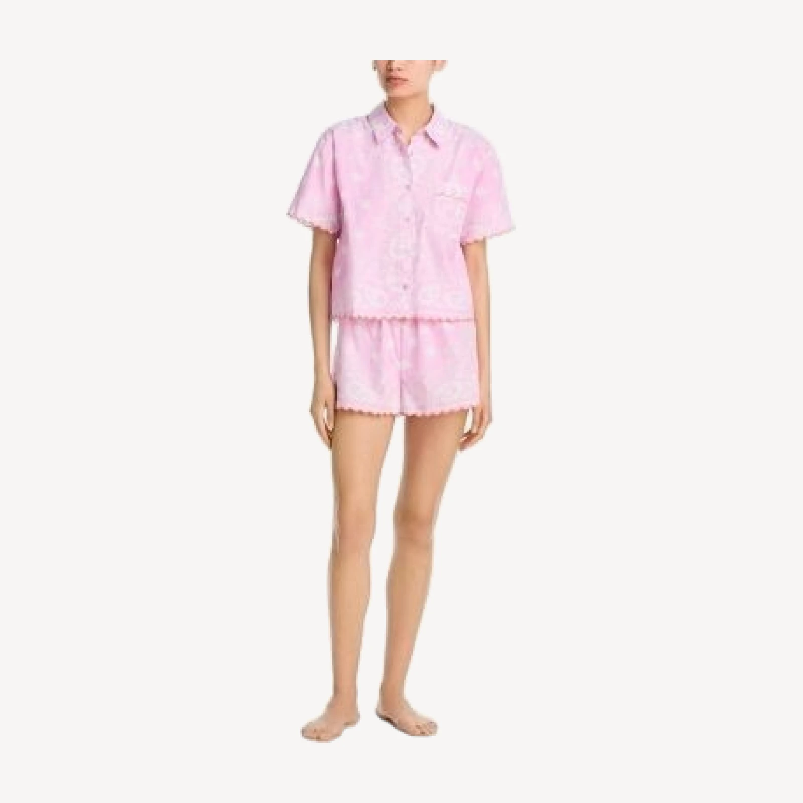 Aqua Designed by Agua Bendita Scallop Short Sleeve Sleep Set - Exclusive