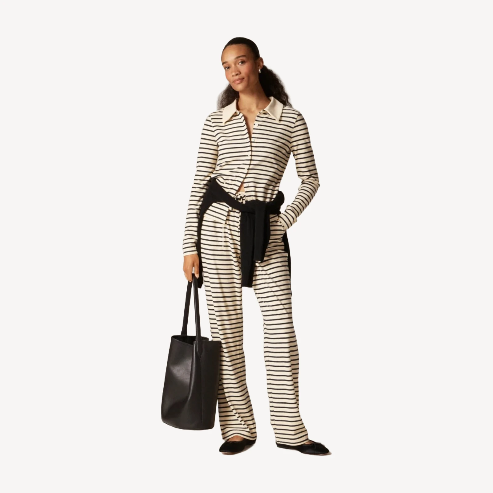 Soft rib cardigan top in stripe