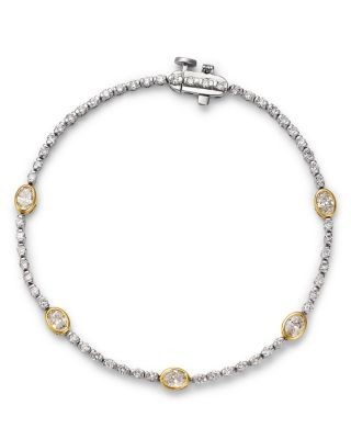 Bloomingdale's Fine Collection Luxe Collection Certified Lab Grown Diamond Bezel Tennis Bracelet in 14K White & Yellow Gold, 2.0 tcw