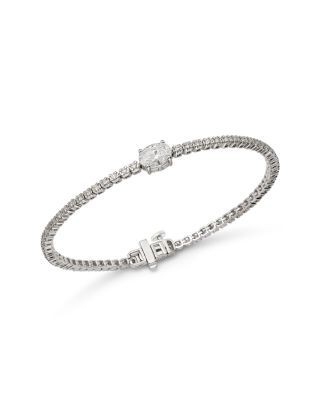 Bloomingdale's Fine Collection Luxe Collection Certified Lab Grown Diamond Oval Cut Tennis Bracelet in 14K White Gold, 2.0 tcw
