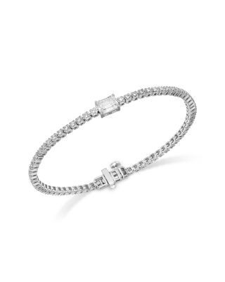 Bloomingdale's Fine Collection Luxe Collection Certified Lab Grown Diamond Emerald Cut Tennis Bracelet in 14K White Gold, 2.0 tcw
