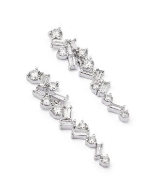 Bloomingdale's Fine Collection Luxe Collection Certified Lab Grown Diamond Mixed Cut Drop Earrings in 14K White Gold, 3.0 tcw