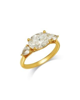 Bloomingdale's Fine Collection Luxe Collection Certified Lab Grown Diamond Oval Cut East West Engagement Ring in 18K Yellow Gold, 2.5 tcw