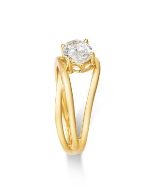 Bloomingdale's Fine Collection Luxe Collection Certified Lab Grown Diamond Oval Cut Solitaire Wrap Ring in 14K Yellow Gold, 1.0 tcw