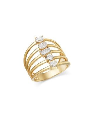 Bloomingdale's Fine Collection Luxe Collection Certified Lab Grown Diamond Mixed Cut Column Ring in 14K Yellow Gold, 1.0 tcw