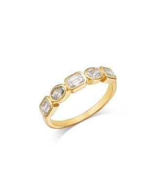 Bloomingdale's Fine Collection Luxe Collection Certified Lab Grown Diamond Oval & Emerald Cut Bezel Band in 14K Yellow Gold, 1.05 tcw