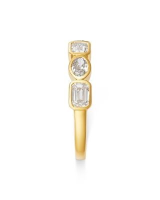 Bloomingdale's Fine Collection Luxe Collection Certified Lab Grown Diamond Oval & Emerald Cut Bezel Band in 14K Yellow Gold, 1.05 tcw