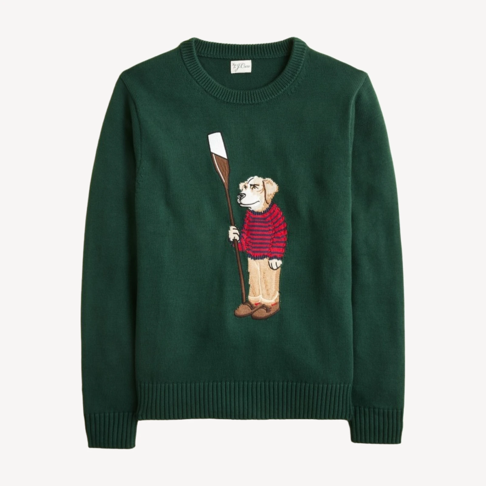 Cotton crewneck sweater with oarsman dog
