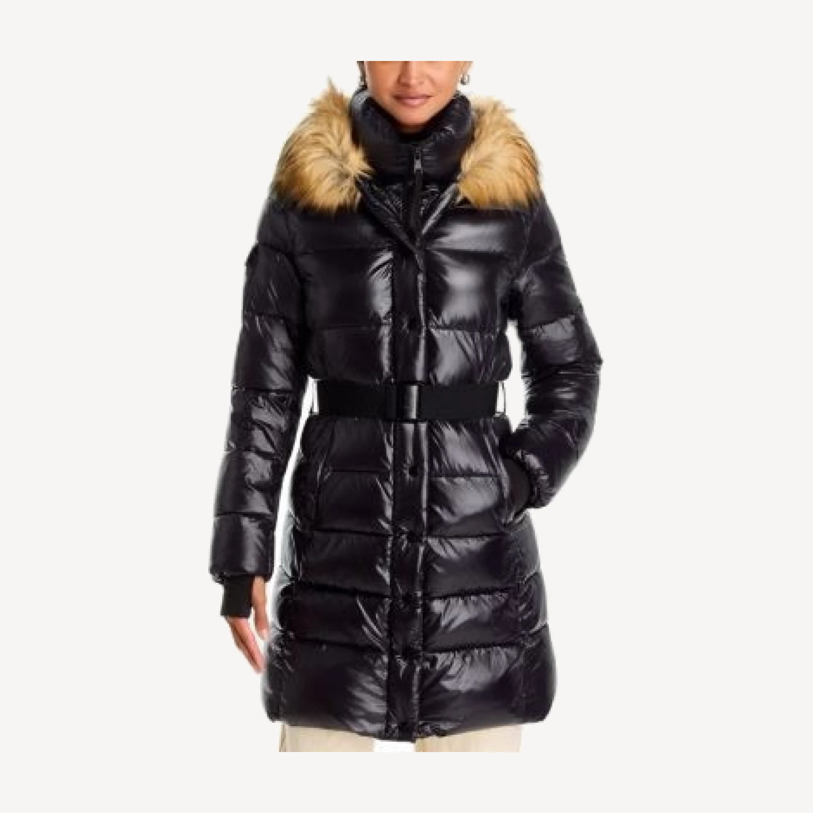Aqua Faux Fur Trimmed Hooded Puffer Coat - Exclusive