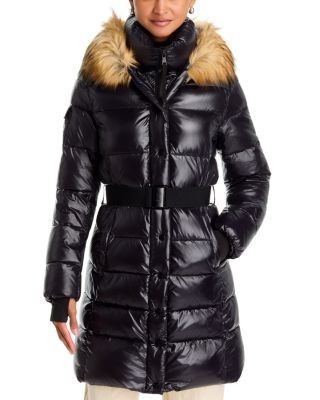 Aqua Faux Fur Trimmed Hooded Puffer Coat - Exclusive