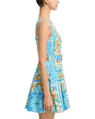 Aqua Fruit Tile Belted Mini Dress - Exclusive