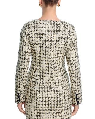 Aqua Sequin Tweed Velvet Bow Jacket - Exclusive