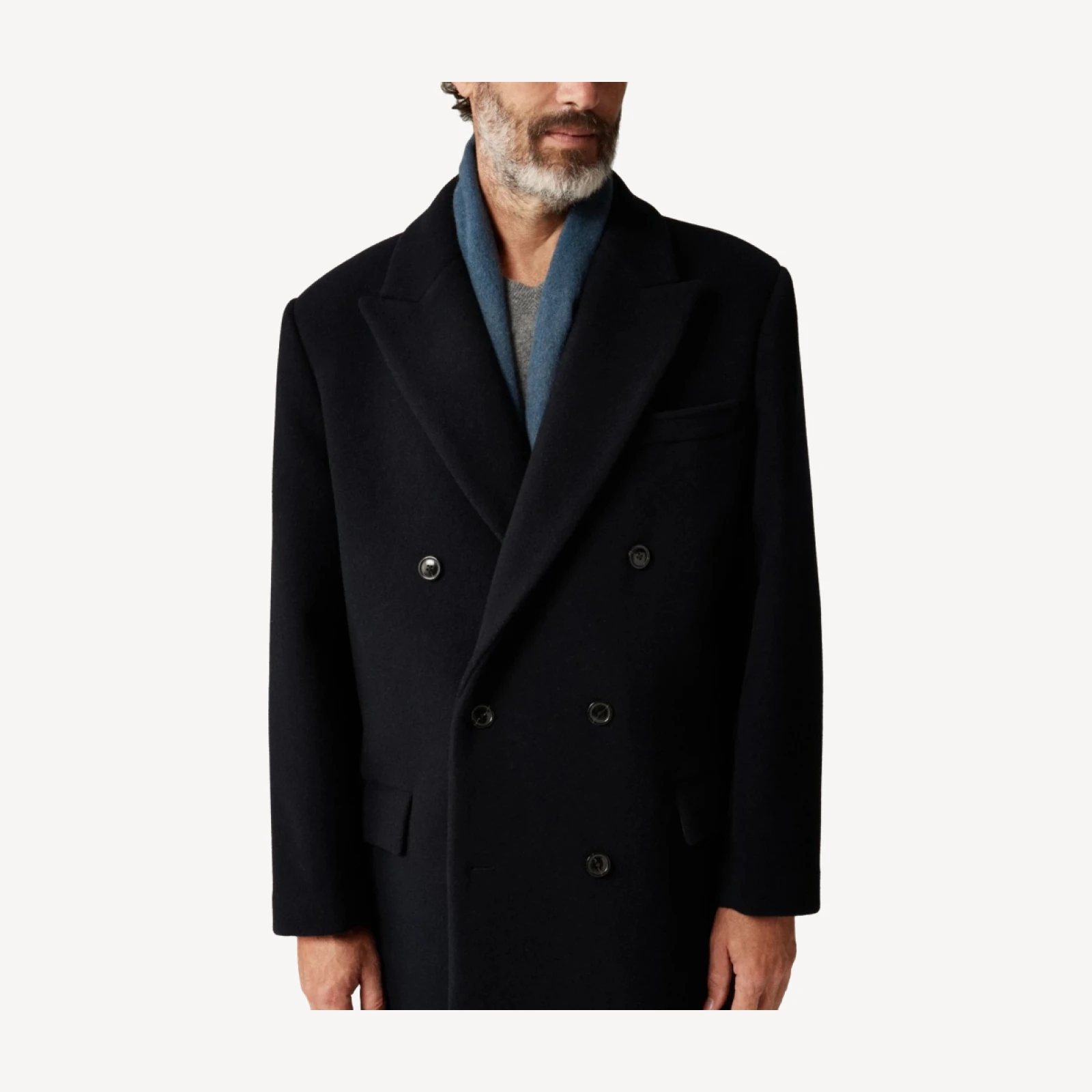 New York double-breasted overcoat in wool melton