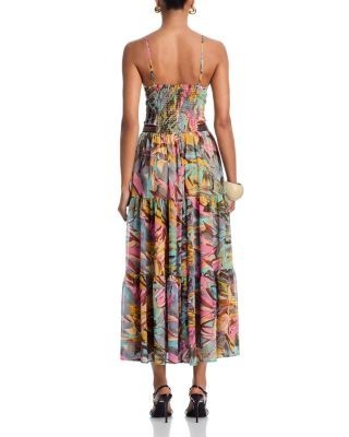 Aqua Sleeveless Abstract V Neck Midi Dress - Exclusive
