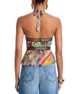 Aqua Abstract Twist Front Sleeveless Tank Top - Exclusive
