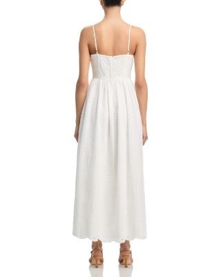 Aqua Sleeveless Eyelet Bustier Midi Dress - Exclusive
