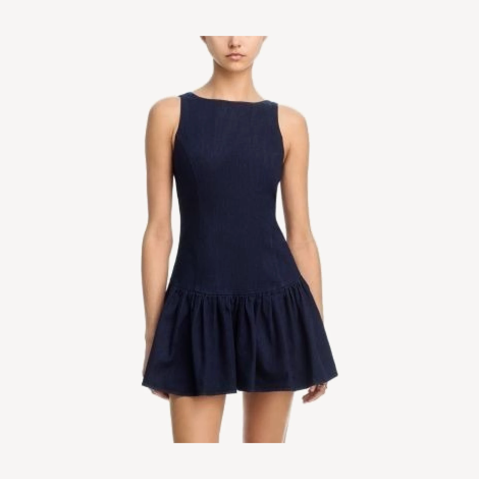 Aqua Denim Drop Waist Mini Dress - Exclusive