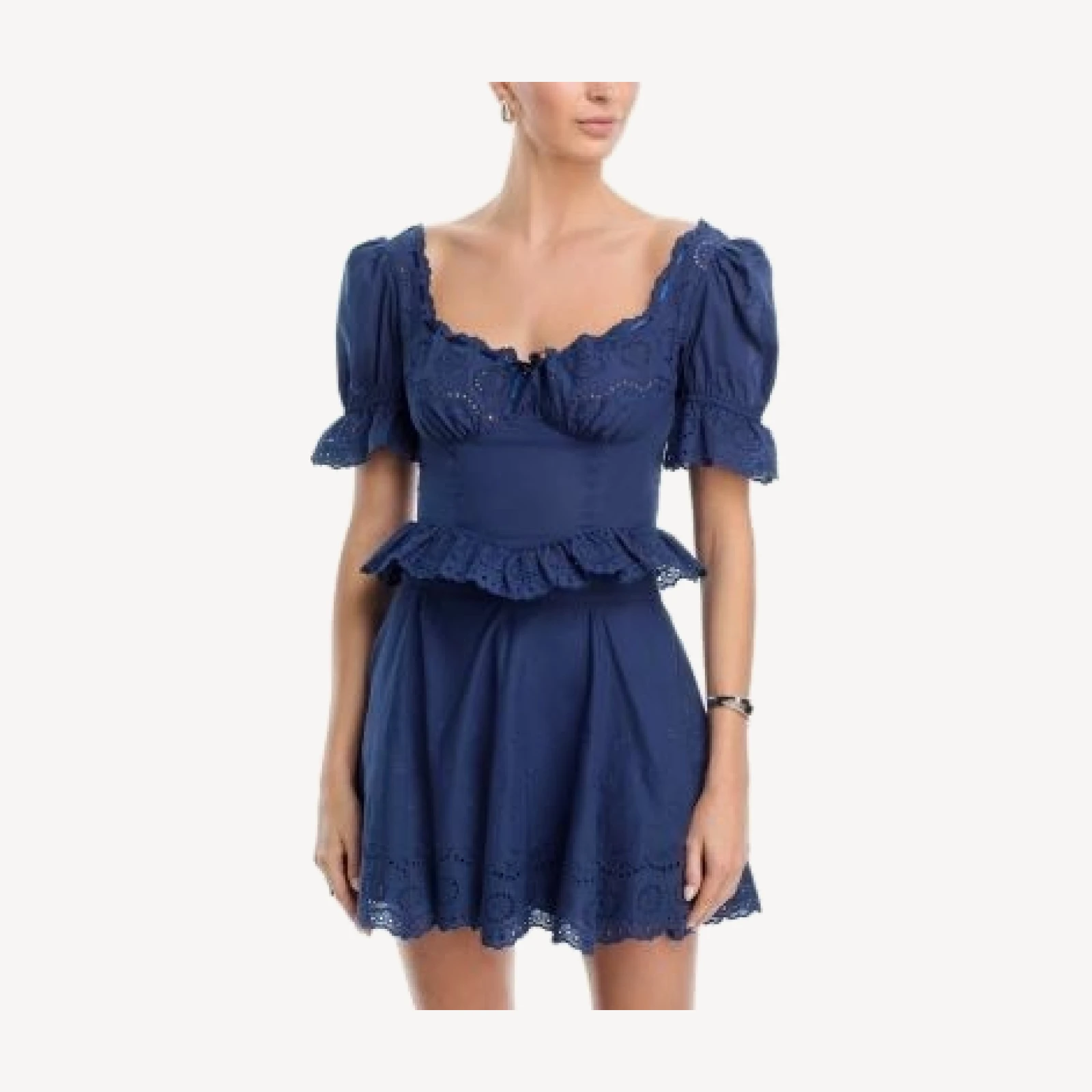Aqua x Wuthering Heights Peplum Waist Cropped Top - Exclusive